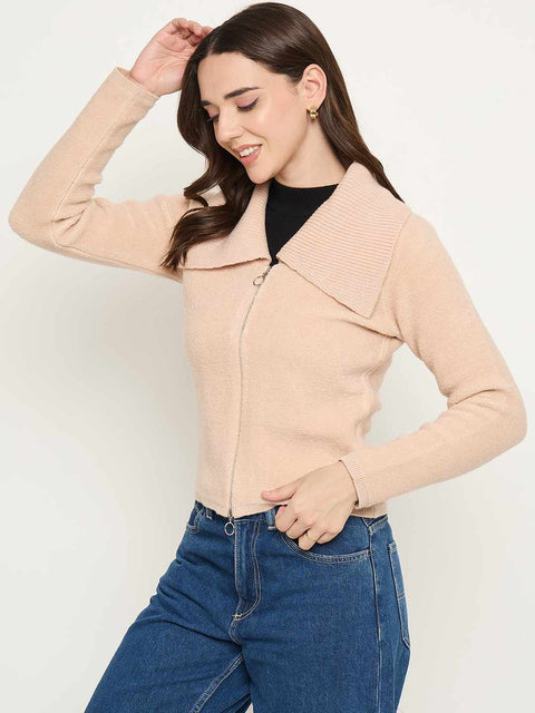 Madame Wide Collar Peach Sweater