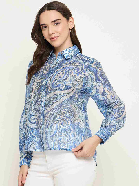 Madame Paisley Print Blue Shirt