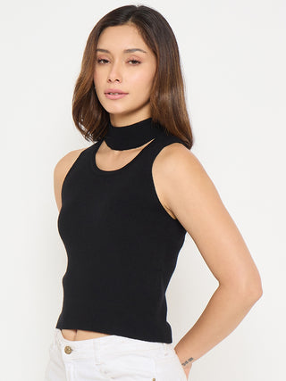Madame mock Neck Tank Knit crop Top