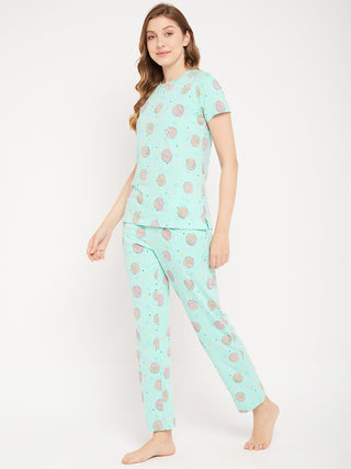 Msecret Aqua Cotton 2 Pc Cotton Nightsuit