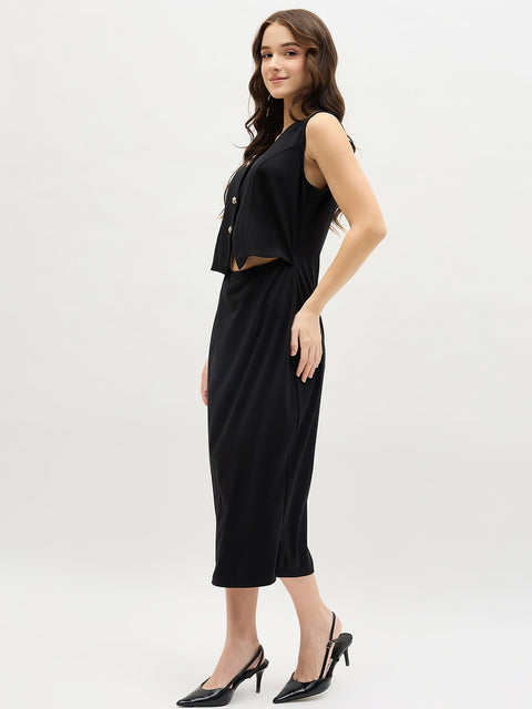 Madame Black Rayon Blend Bodycon Dress