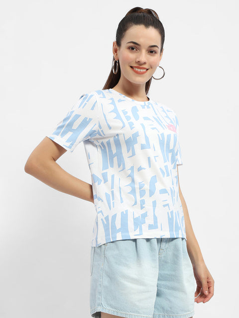 Madame Abstract Print Sea Green T-Shirt