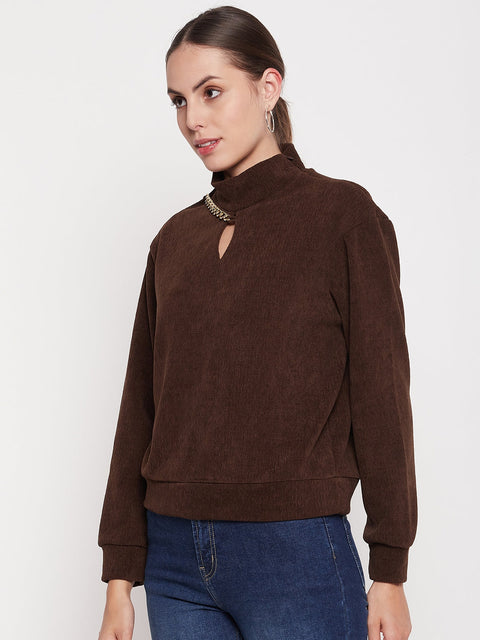 Madame Brown Keyhole Neck Sweater