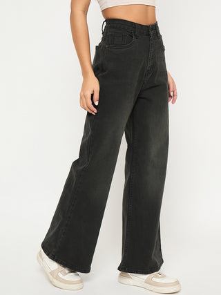 Madame Whiskered Charcoal Black Cotton Blend Jeans