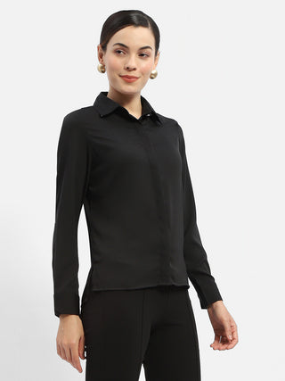 Madame Solid Black Regular Shirt