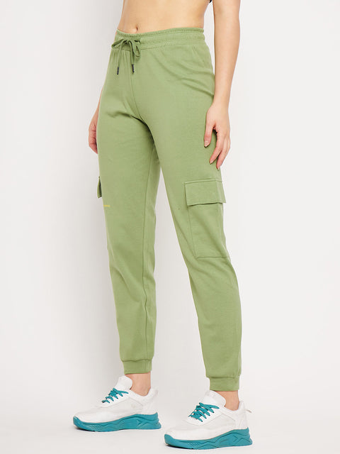 mSECRET Green Elasticated Ankle Typography Trackpants