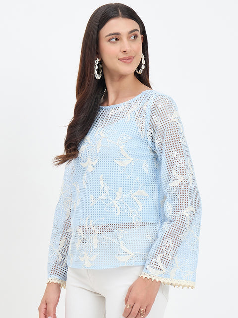 Madame Blue Printed Top