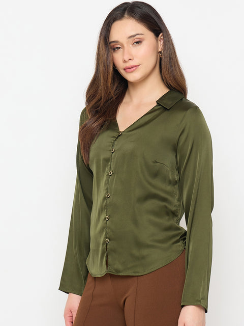 Madame Olive V-Collar Solid Shirt