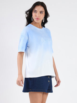 Madame Ombre Loose Fit Sky Blue Oversize Cotton T-shirt