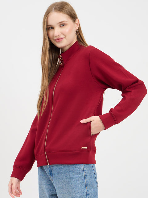 Madame Solid Maroon Sweat-Shirt