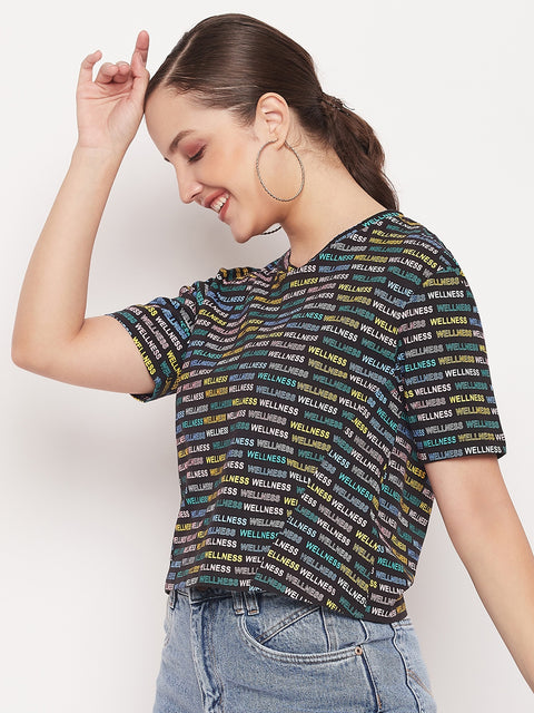 Madame Regular Fit Round Neck Printed T-shirt