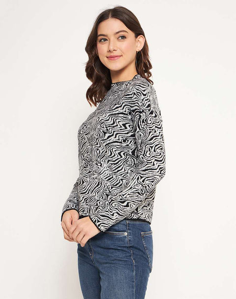 Madame Black Animal Print Sweater