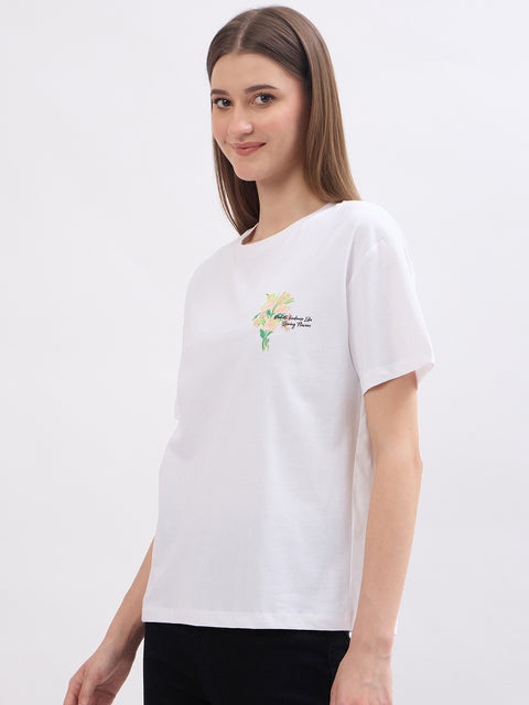 Madame Graphic Print White Cotton T-Shirt