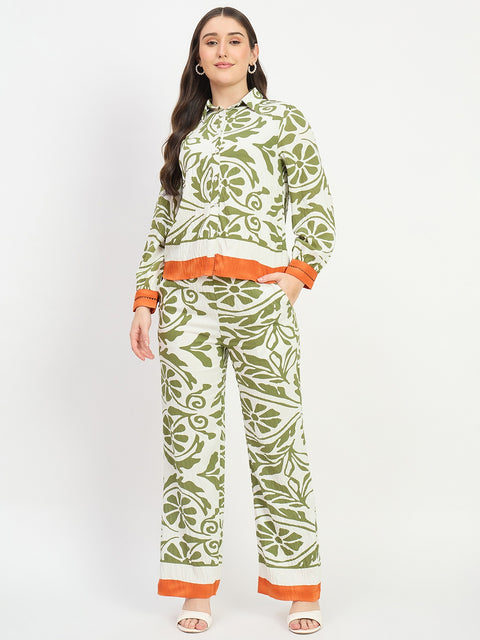 Madame Green Printed Rayon Blend Co-ord Set