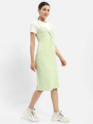Madame Knotted Pastel Green Midi Dress