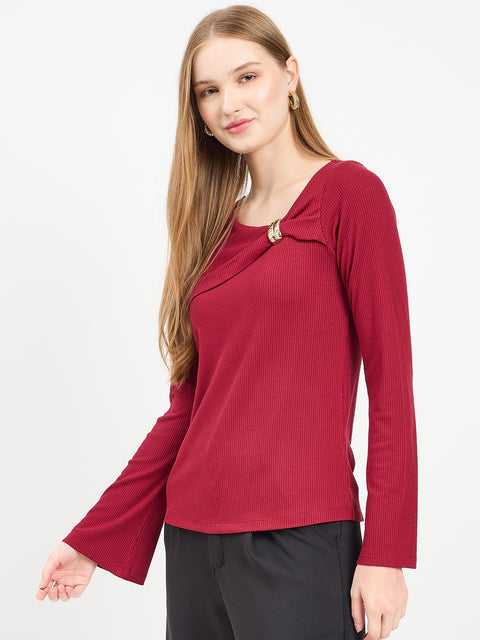 Madame Textured Maroon Top