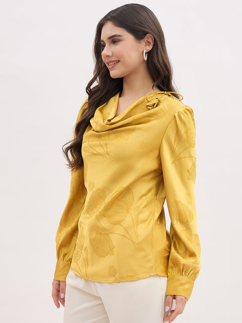 Madame Self Designed Cowl Neck Satin Top
