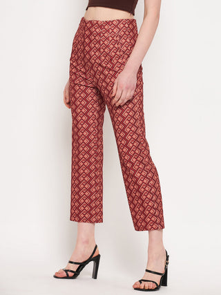 Madame Printed Rosewood Trouser