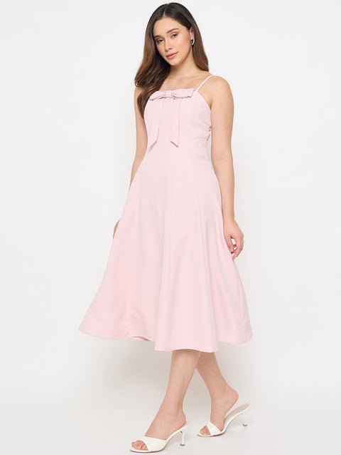 Madame Bow Accented Pink Camisole Dress