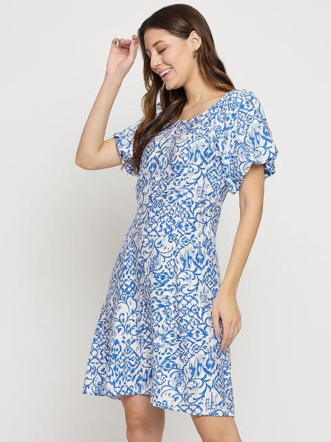 Madame Blue Rayon Blend Dress