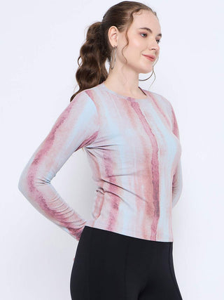 Madame Abstract Print Crew Neck Loose Fit Rust Top