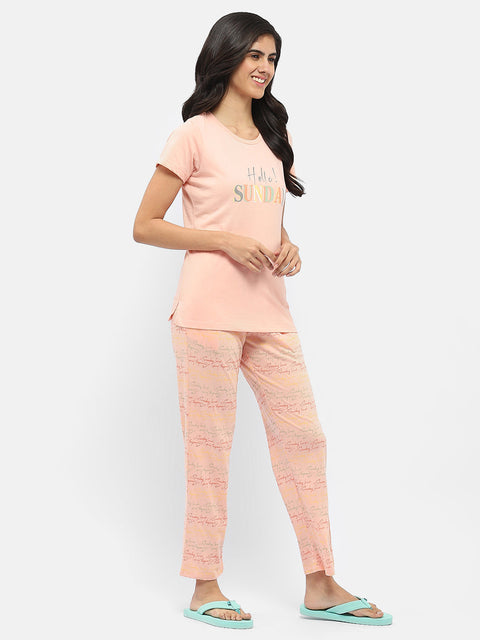 mSECRET Typography Peach Nightsuit
