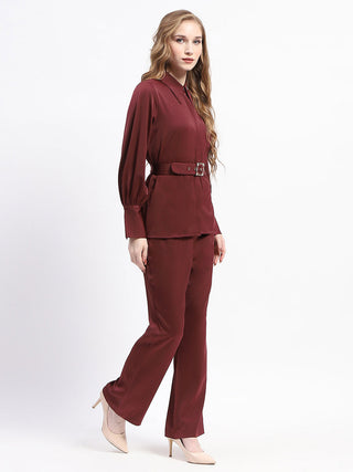 Madame Belted Shirt and Trousers Rust Orange Co-ord Set