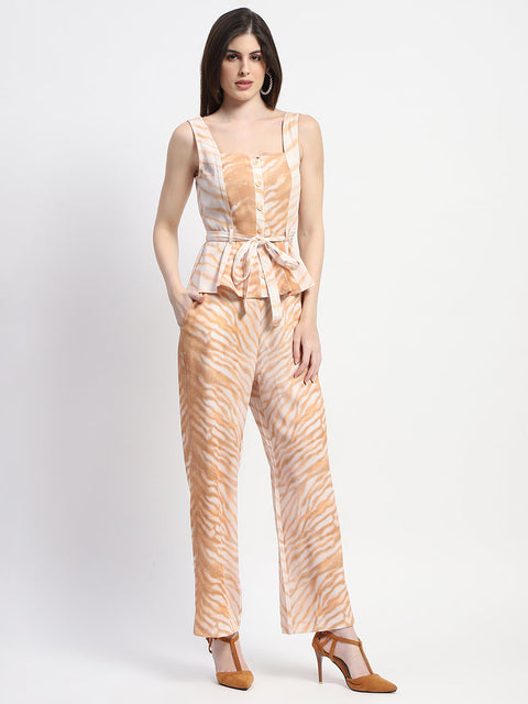 Madame Zebra Print Tan Co-ord Set