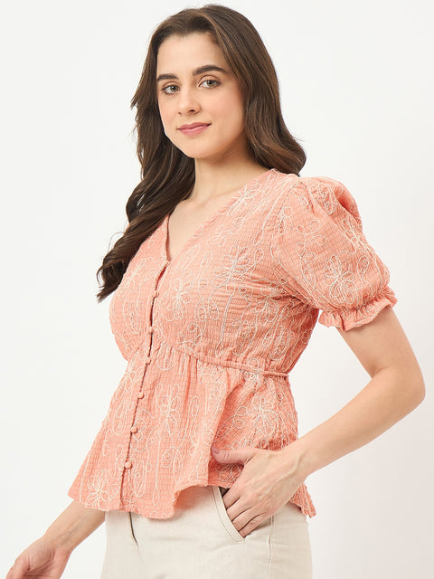 Madame Coral Rayon-Blend Half-Sleeve Top