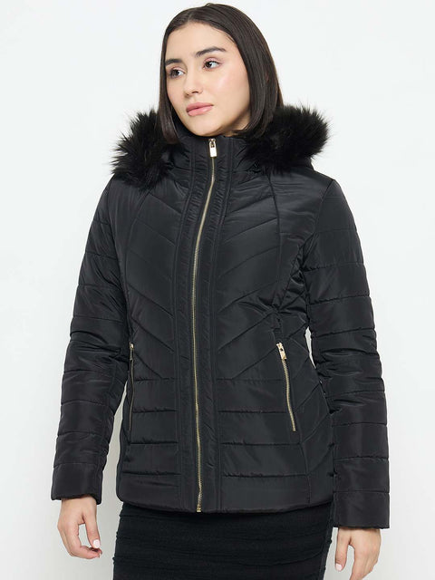 Madame Black Quilted Fur Jacket