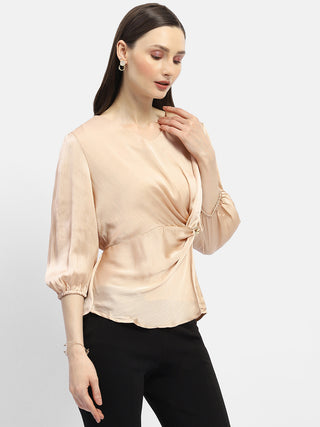 Madame Peasant Sleeve Golden Chain Adorned Top