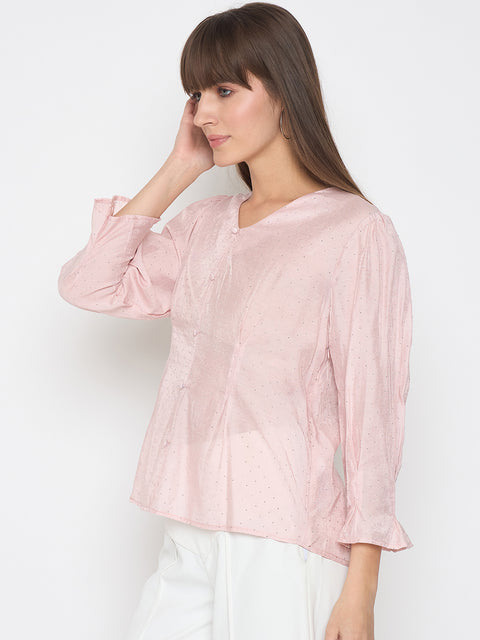Madame Nylon Swarovski Dart Detailed Peach Top