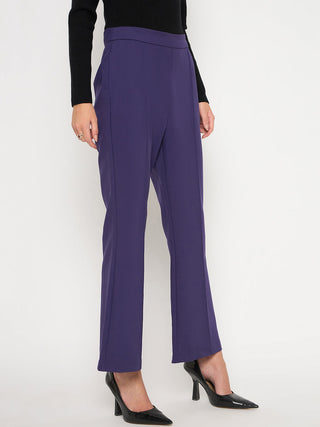 Madame Pleated Flared Purple Trousers