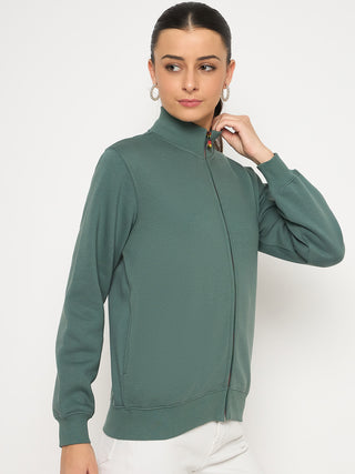 Madame Fleece T Neck Front Zip Blue Sweatshirt