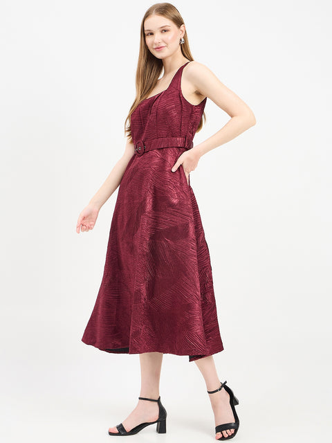 Madame Solid Maroon Dress