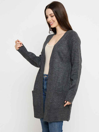 Madame Acrylic Dark Grey Long Open Shrug