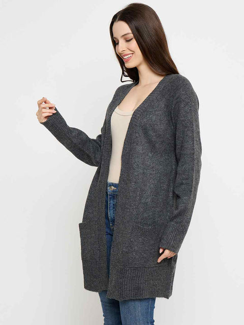 Madame Acrylic Dark Grey Long Open Shrug