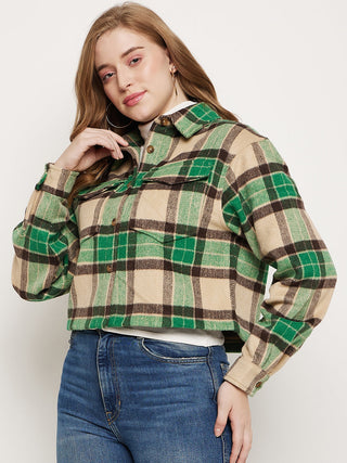 Madame Green Plaid Crop Shacket