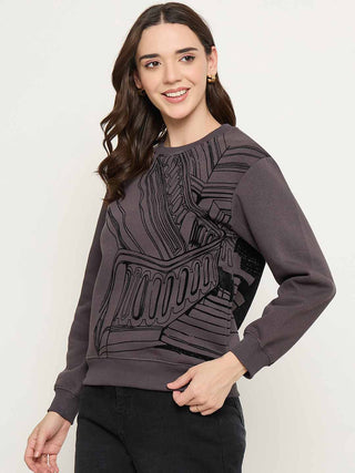 Madame Printed Grey Sweatshirt