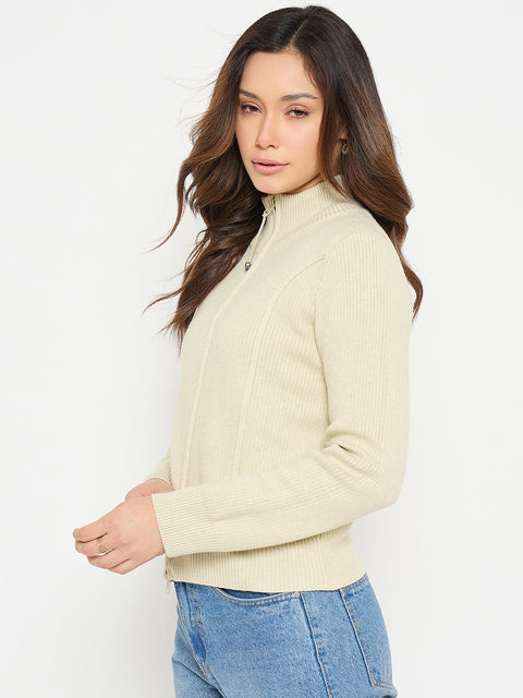 Madame Mock Neck Beige Swaeter