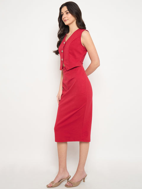 Madame Red Waistcoat Bodycon Dress for Women