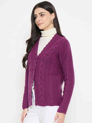 Madame Cable Knit Plum Cardigan