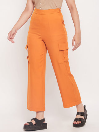 Madame Orange Zipped Cargo Pants