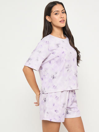 mSECRET Tie and Dye Top and Bottom Lavender Night Suit