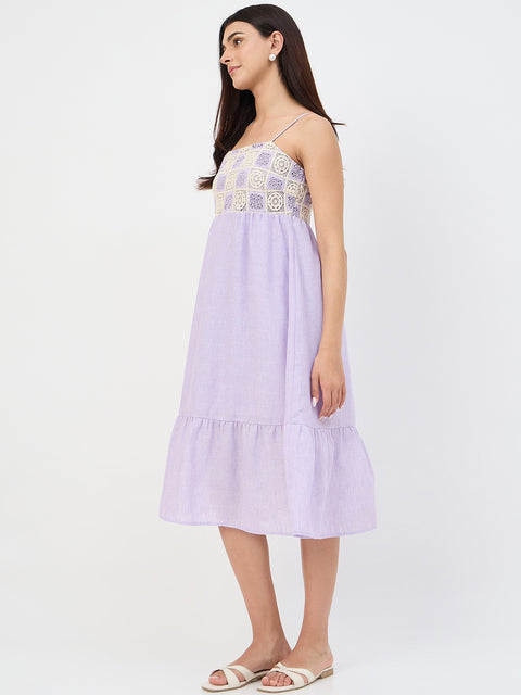 Madame Lilac Crochet Overlay Cami Dress