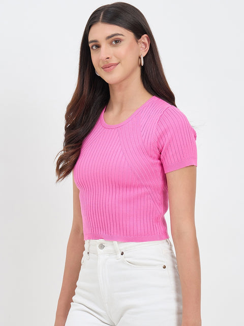 Madame Pink Knitted Crop Top
