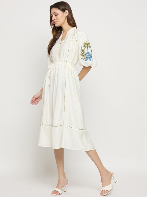 Madame Off White Viscose Blend Dress