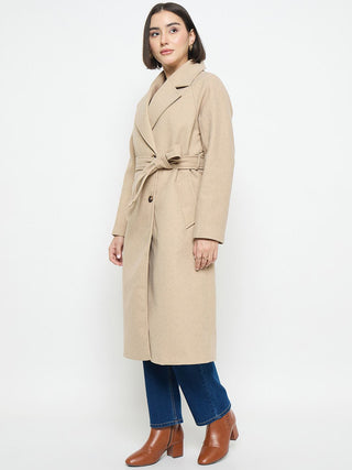 Madame Beige Belted Long Coat