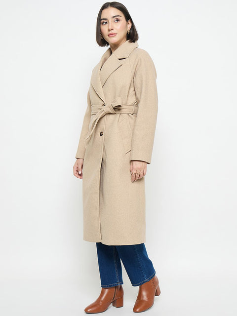 Madame Beige Belted Long Coat
