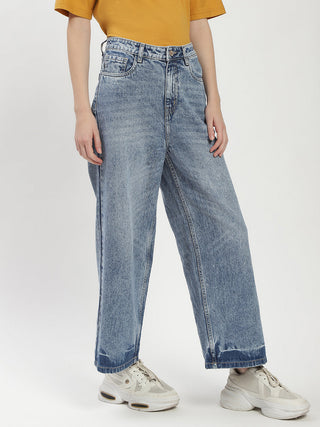 Madame Blue Wide-Leg Cropped Jeans